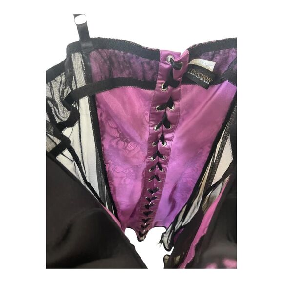 Seduction Purple Lilac/Black Lace-up Back Mesh Corset XL - Picture 8 of 8